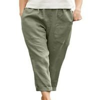 Grianlook dame hlače ravno dno noge elastične struke labave pantalone Solidne boje žene mekana dva džepa