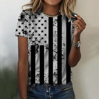 Dan neovisnosti tiskani dnevno ljetne majice Žene O-izrez Top American 4. jula Košulje s kratkim rukavima