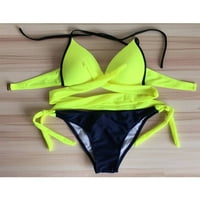 Plus size za kupaći kostim za žene Push-up podstavljeni grudnjaci kupaći kupališta Žene Bikini set kupaći kostimi Kupaći kostimi Tankenis Set Poliester Yellow XL