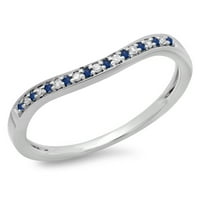 DazzlingRock kolekcija 14k okrugli rez plavi safir i bijeli dijamantski godišnjica svadbeni bend, bijelo