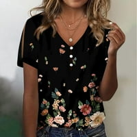 Yyeselk Trendy Womens Ljetni bluze Labavi fit modne cvjetne tiskane majice Tee casual ključane kratke