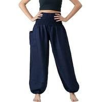 Iopqo joga hlače Ženske udobne boho hlače labave joge hlače hipi pidžama lounge boho pidžama hlače mornarice