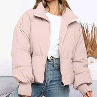 Zimski kaputi za žene topla kapuljača sa čvrstom bojom patentni zatvarač zgušnjava jakna s gornjom odjećom