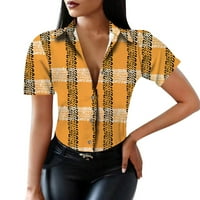 Ženska bluza Modni kratki rukav lapeli patchwork vintage tiskana majica top blusas mujer de moda