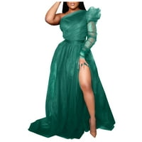 Ležerne haljine za žene labave ženske solidne zabave scoop vrat kratkih rukava u punoj dužini zelena
