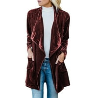 Plus sizenska odjeća duge kaputa ženska opružna jakna jesen modni čvrsti boja vanjske odjeće rever kardigan