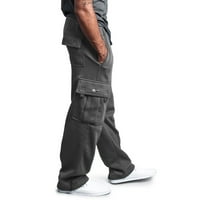 QXUTPO muške hlače užas za labavljenje struka SOLIDNI BOJNI Džepni pantaloni labavi sportski pantalone