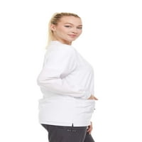 Zacjelite + Nosite ženske pilinge jakne s dugim rukavima Ženska medicina sa džepovima Redovna fita Strech White XL