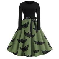 Haljina za halloween Print Flare za ženske haljine s dugim rukavima šuplje zabavne haljine
