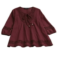 Paille ženske bluze čipke cvjetne vrhove čipkasti košulje Ležerne prilike poslovne tuničke košulje vino