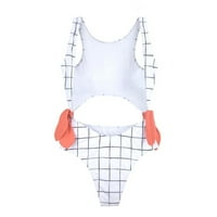 Hinvhai Weens Coletsuits Clearence, Ženska ljetna čvrsta boja Štampani tankini jednodijelni kupaći kostimi bijeli 12