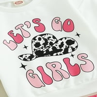 LICUPIEE TODDLER Baby Girl Western odjeća Pismo Leopard Print Majica kratkih rukava + Flare Hlače padaju