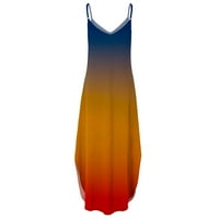 Moderne ženske ležerne ploče od V-izreza Summer haljina za pulover bez rukava