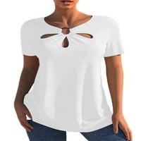 Voguele dame majica s kratkim rukavima s majicom V izrez TEE Work Ljetni vrhovi modni pulover bijeli