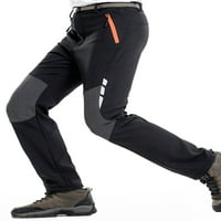 Muške planinarske pantalone vodootporne softshell fleece obložene skijanje čvrste boje mršave hlače