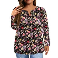 Strungten ženska plus veličina modna nova majica sa dugmetom dugih rukava cvijet od tiskanih ležernih vrhova