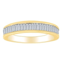 Carat baguette Cut bijeli prirodni dijamantski vjenčani prsten u 10K čvrsti žuto zlato-prsten veličine-7,5