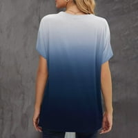 LeylayRay ženske vrhove ženske ljetne gradijent tiskane kratkih rukava okrugli vrat pulover majice plavi