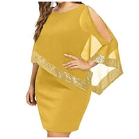 Ležerne haljine za žene Čvrsti a-linijski okrugli dekolte kratki rukav žuti l