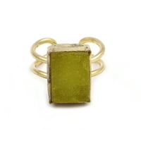 Žuti agaterski prsten, dvostruki prsten, tekstura pozlaćeni nakit, najbolja ideja za poklone