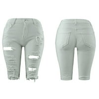 Feesfesfes traperice za žene elastične uništene rupe gamaše kratke hlače traper kratke hlače raširene