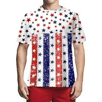 Kali_store Muške majice Muška ljetna na otvorenom Nezavisnost Dan tiskane kratkih rukava majica Casual Top American Flag party mens s bijeli, XL