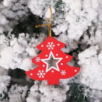 Božićni drveni mali privjesak Božićni ukras Snowflake božićno drvce