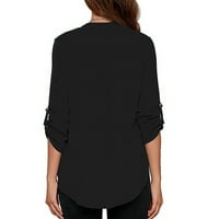 Košulje s dugim rukavima za žene plus veličine V izrez Loose Majica Radni vrhovi Ležerna obična bluza