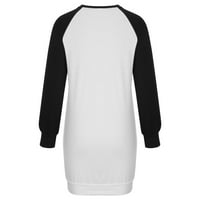 CETHRIO ženske haljine - novi modni casual tiskani s dugim rukavima sastojak kontrastni džemper gornji duks gornje odjeće crna