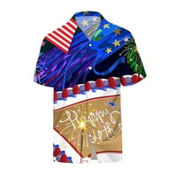 Male T majice za muškarce Muške modne i slobodno vrijeme 3D gumb Digitalni ispis Rever Dan neovisnosti