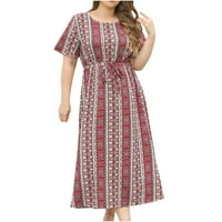 Ljetne haljine za žene plus veličine modni carstvo struk cvjetni linijski haljini sa strapljom damama