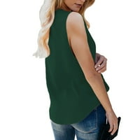 Odeerbi Ženske vrhove Dressy casual bluza Trendi kauzalni V-izrez majica bez rukava zelena