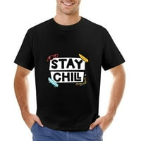 Stay Chill Vintage Majica Muška pamučna klasična Crewneck kratki rukav Tees Unise Black XS