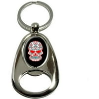 Meksički dan mrtve lubanje, hromirani metal predenje na tajni dizajn Otvarač za ključeve ključeva
