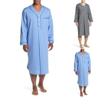 Muškarci sa slobodnim rukavima s dugim rukavima Pajamas Comfy pamučna odjeća za spavanje