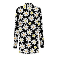 Yubatuo ženska modna ležerna cvjetna tiskarska srednja dužina kardigan jakna kaputa za žene bijela 5xl