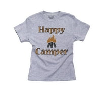 Sretan kamper sa vatrom za požar u kampu Kamp Love Girl's Pamučna mladost siva majica