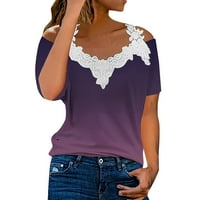 Košulje za žene s ramena čipke Flora kratki rukav obični vrh