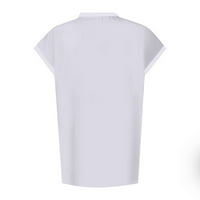 Yubatuo Womens Cardigan ženski gumb Ležerne prilikesni ispisani s rect kratkim rukavima KARDIGAN TOP bluza Cardigan za žene Bijeli XL
