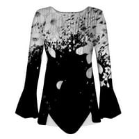 Ženski vrhovi Dužine rukavi čipke V izrez Boja blok Dressy Tops Trendy šuplje cvjetne bluze T košulje Ekousn