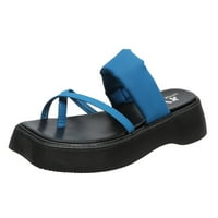 Žene Sandale Ljeto Novi uzorak Modna boja Blokiranje ravne debele dno Nelično složeno klizanje na sandale, plavo
