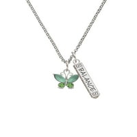 Delight nakit silvertni leptir sa zelenim krilima Silvertni balans balka šarm ogrlica, 23