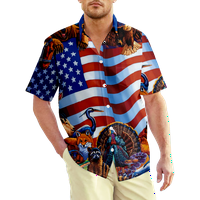 Majice od 4. jula za muškarce, dan za neovisnost prednjim gumbima Džepna košulja Havajska majica