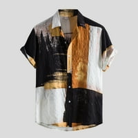 PXIAKGY modni rukav bluzi sa spuštenim rubom casual kratki ovratnik tisak muške majice majica muške