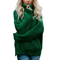 Jesen i zimski novi europski i američki pleteni džemper New Debeli linijski dugi rukavac Duks duks za pulover žene kaki 2xl