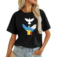 Ženske žene Ljetne tuničke vrhove grafički otisci Okrugli izrez Bluze kratki rukav Pulover modna majica