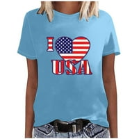 Ženska majica kratkih rukava 4. srpnja Košulje Američka zastava Štampani patriotski tee ljeti casual