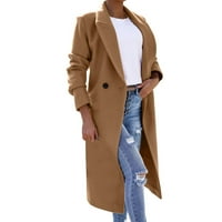 Ženske jakne Y2K vunene bluze tanka rova ​​dugačke dame slim dugački pojas elegantan kaput od jakne