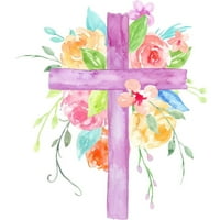 Pastel akvarel cvjetni cross tkanina ploča - ljubičasta