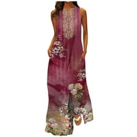 Royallove Summer haljina Ženska nova proljetna i ljetna moda Klasična boja V-izrez za tisak bez rukava